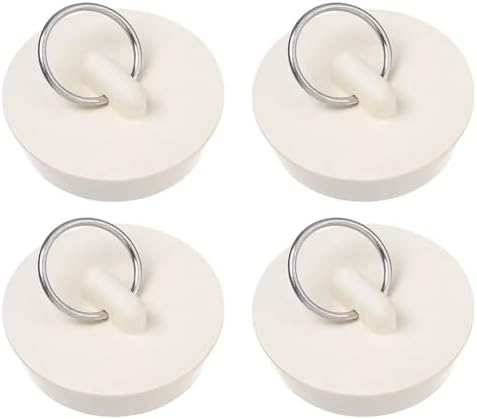 4 Pcs White Rubber Drain Stoppers for 1-58 Inch Pipes