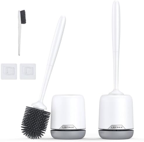 Lefree 2 Pack Toilet Brush with Ventilated Holder and Mount Options
