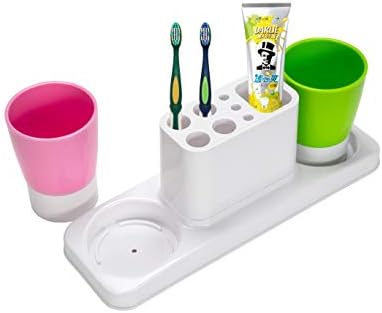Bathroom Toothbrush Holder with 2 Rinsing Cups 1