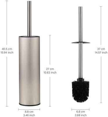 KLDKLD Toilet Brush and Holder Set Brushed Nickel