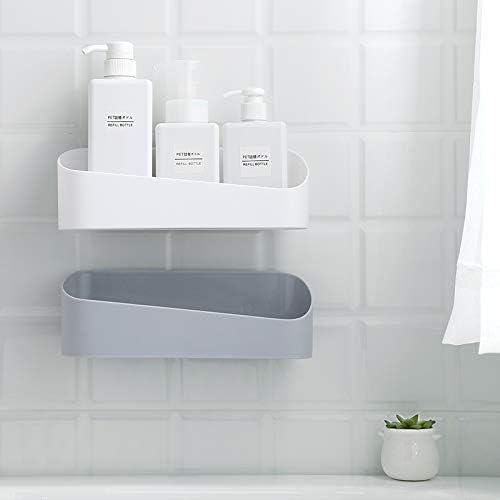 SUNFICON Adhesive Shower Caddy Wall Mounted Storage Rack Gray