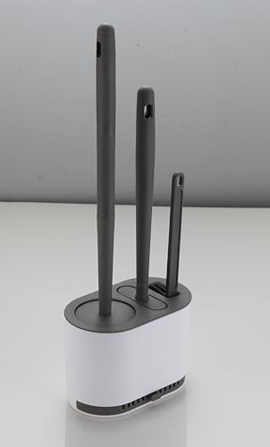 3-in-1 Toilet Brush Plunger Set with Bracket Gray