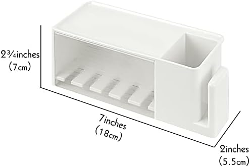5 Slots Wall Mount Toothbrush Holder with Cover Self Adhesive White 1