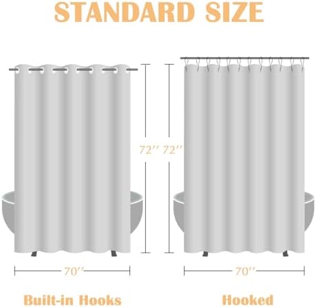 Jinchan Ombre Grey Ocean Wave Shower Curtain with 12 Hooks 70x72 Inches