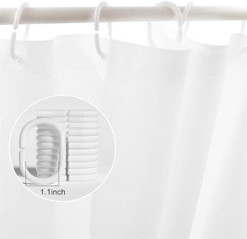 Timecity White Shower Curtain Set with 12 Hooks and Clear Window Liner 1