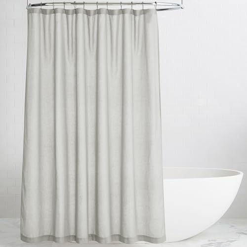 KGORGE Semi Sheer Linen Shower Curtain - 72x90 Inches Grey with Hooks