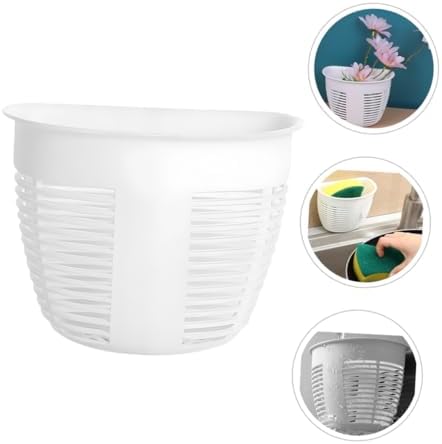 NAMOARLY 4pcs White Wicker Shower Storage Basket Drill-Free Wall Organizer