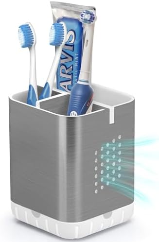 Boperzi 3-Slot Toothbrush Holder with Drainage and Divider
