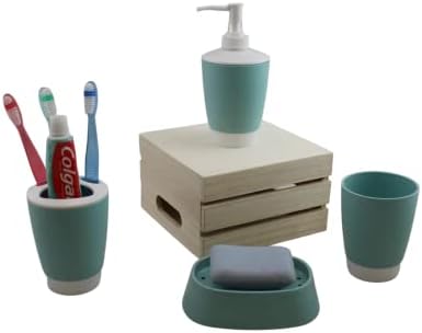 4 Piece Bathroom Accessory Set - Teal