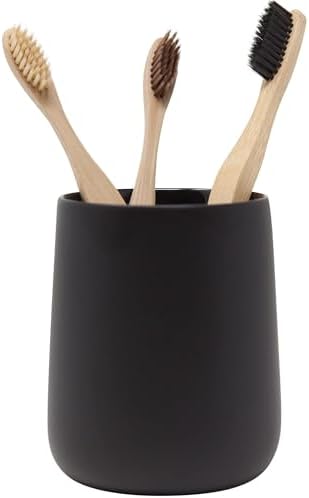 Matte Black Toothbrush Holder with Cup and Floss Rack
