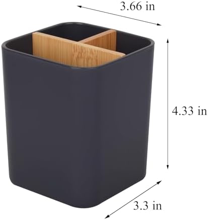 Cool Grey Bamboo Toothbrush Holder with 3 Slots