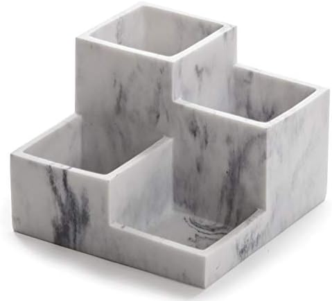 BINO 4 Compartment Vanity Organizer with Matte Marble Base
