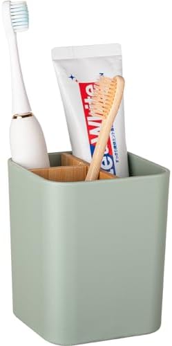 Bamboo Toothbrush Holder with 3 Slots - Green