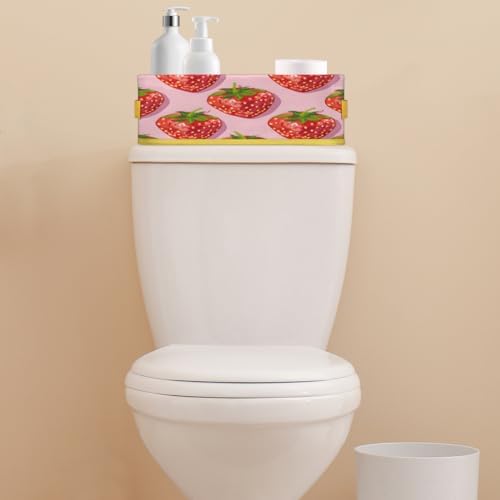 Strawberry Red Toilet Paper Basket with Handle for Bathroom Storage