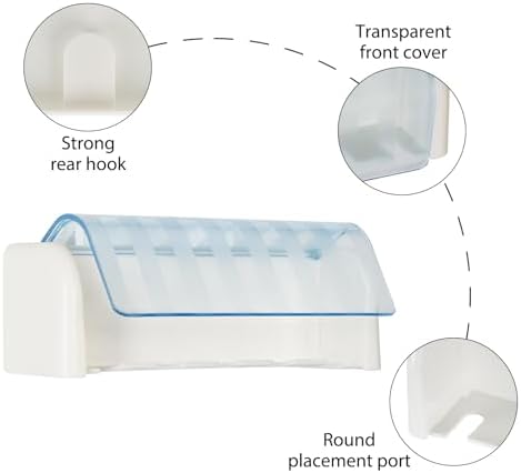 5 Slots Wall Mount Toothbrush Holder with Cover White Blue