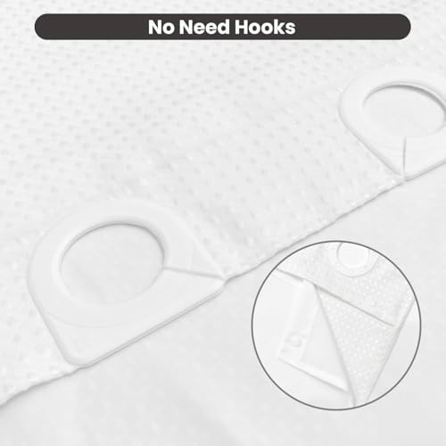 Inhousolu No Hook Waffle Weave Shower Curtain Set - 60 x 72 Inch White