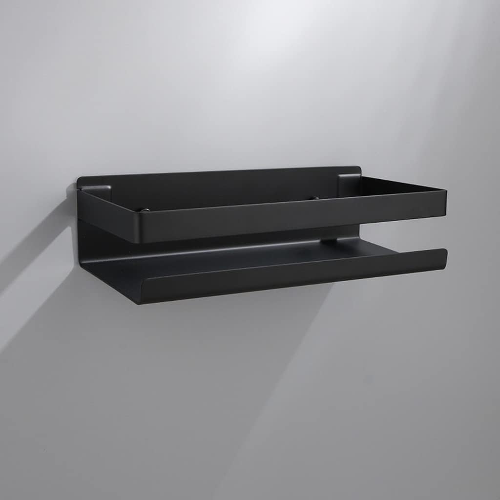 Modern Matte Black Shower Caddy with 20cm Shelves