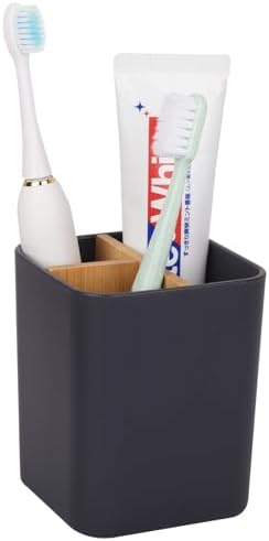 Cool Grey Bamboo Toothbrush Holder with 3 Slots