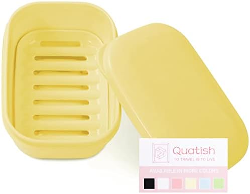 Quatish Leakproof Soap Holder with Lid and Drainage Layer