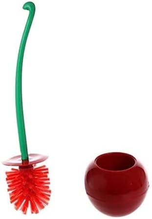 Cherry Toilet Brush with Holder - Durable Bristles Sturdy Handle