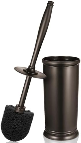 Roleader Toilet Brush Holder Set - 15 Inch Handle with 360 Deep Cleaning