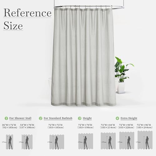 KGORGE Semi Sheer Linen Shower Curtain - 72x90 Inches Grey with Hooks