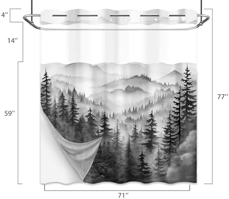 Forest Hookless Shower Curtain with Snap in Liner Set