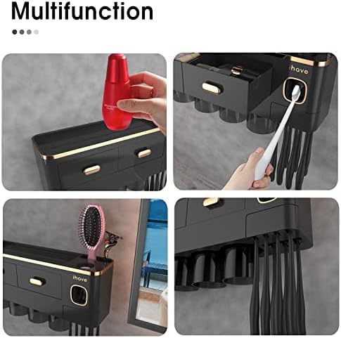 iHave Toothbrush Holder with Toothpaste Dispenser and Cosmetic Drawers