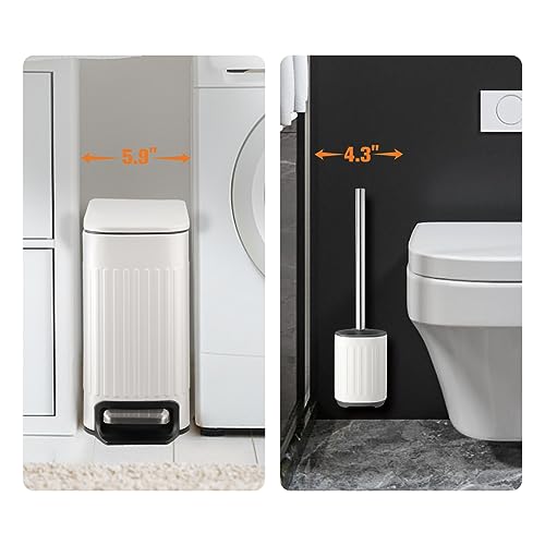 TrashAid Bathroom Trash Can with Toilet Brush Set 1