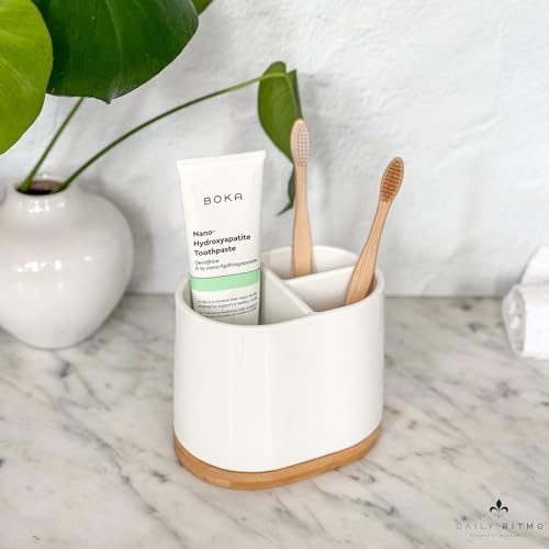 Daily Ritmo Large Toothbrush Holder with Bamboo Base