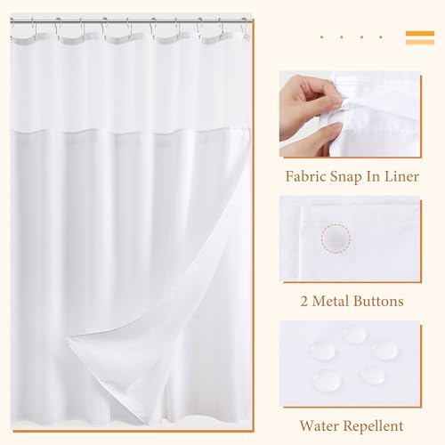 Naturoom White Waffle Shower Curtain Set with Liner