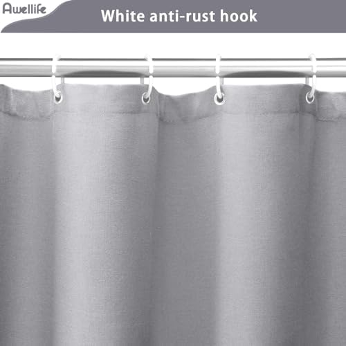 Awellife Grey Linen Textured Shower Curtain 84 Inch