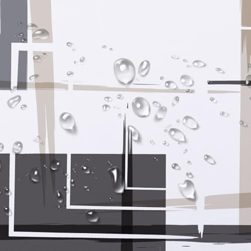 MEUNEAR Black and Tan Geometric Shower Curtain Set 1