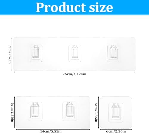 14 Pcs Clear Shower Shelf Adhesive Hooks for Bath and Kitchen