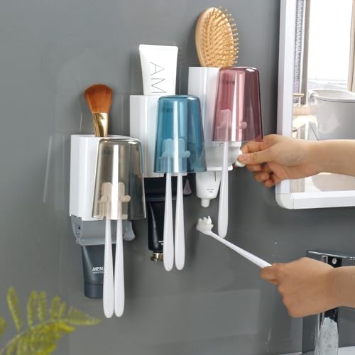 iHave Wall Mounted Toothbrush Holder with Toothpaste Squeezer Set