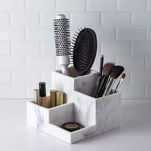 BINO 4 Compartment Vanity Organizer with Matte Marble Base