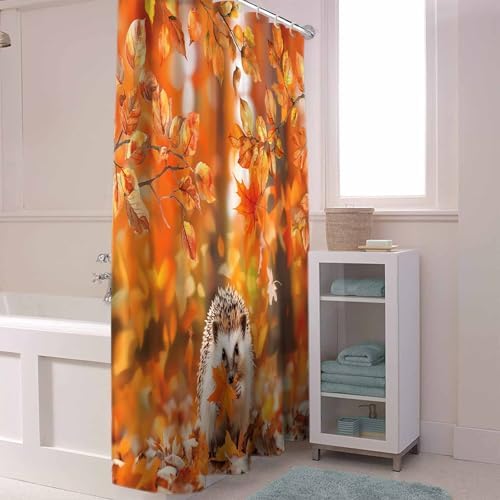 72 Maple Leaf Shower Curtain Set with 12 Hooks