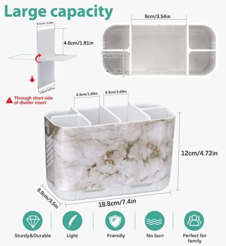 Boperzi 6-Slot Marble Toothbrush Holder with Drainage