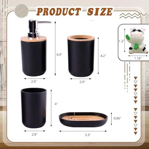 YugFmor Black Bathroom Accessories Set with Soap Dispenser and Toothbrush Holder