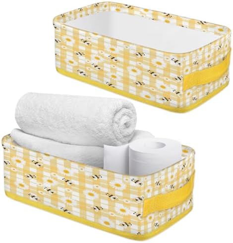 Daisy Toilet Tank Topper Paper Basket with Handles
