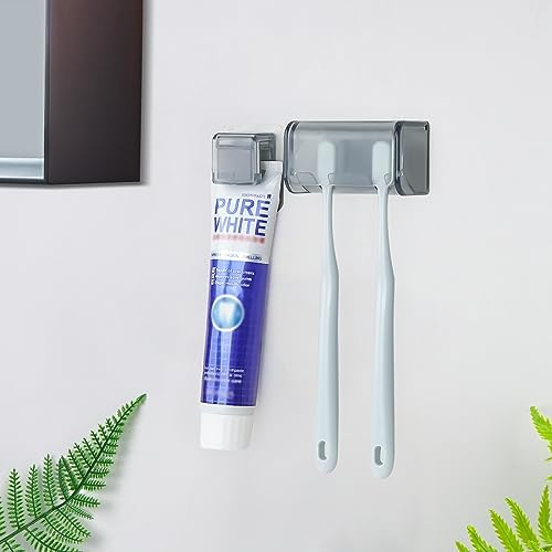 LUEXBOX Wall Mounted Toothbrush Holder with Cover and Clip