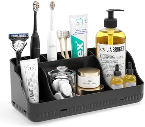 Homtalker 7-Slot Bathroom Counter Organizer with Anti-Slip Design