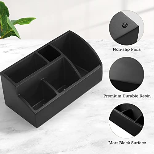 Luxspire 5 Slot Bathroom Counter Organizer with Drainage Matte Black