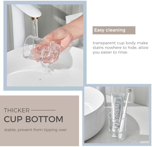 Aomasi Bathroom Glass Cup Toothbrush and Toothpaste Holder Mouthwash Tumbler