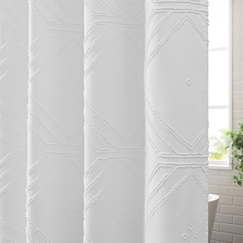 ROSERY Boho Farmhouse Shower Curtain Set with Tassel and Snap-in Liner