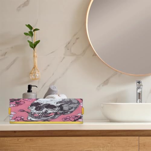 Tablerazzi Pinks Skull Toilet Paper Basket with Handle