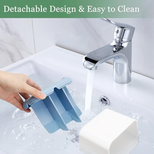 PARKMANI 4 Slots Toothbrush Holder for Bathroom Organizer Non-Slip Drainage Blue