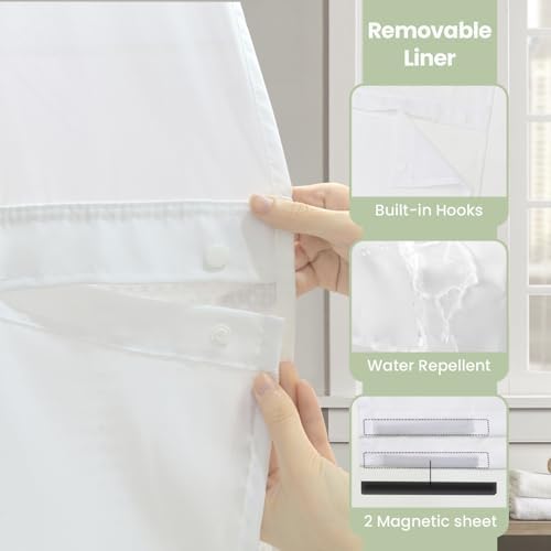 Inhousolu 72x72 Mesh Top Shower Curtain Set