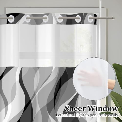 Velaequezii Grey Striped Shower Curtain Set 71x74 Inch