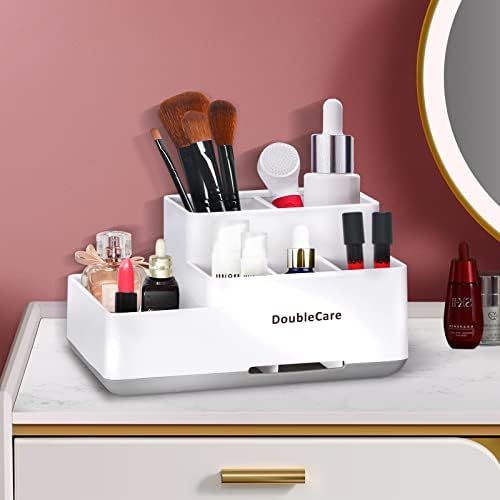 DoubleCare Toothbrush Holder with 5 Compartments Anti-Slip Multifunctional Bathroom Organizer